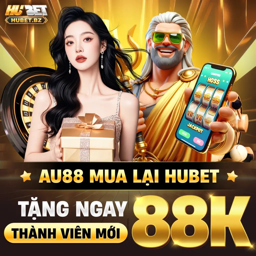 Banner HUBET trang chủ chính thức với giao diện giải trí trực tuyến hiện đại